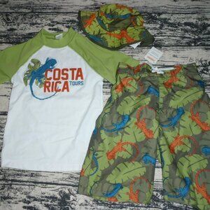 Gymboree Jungle Explorer Boys Size 5 Swim Top 4 Trunks 3-4 Hat Outfit NWT. BIN C